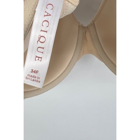 Cacique Womens Lightly Lined T-Shirt Bra Size 34F Beige Bow Front Lane Bryant - Picture 4 of 5